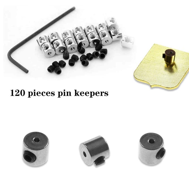 Aulufft 120 Pcs Pin Locks Pin Backs Locking Clasp Bulk with Wrench  Aulufft Locking Pin Keepers Backs Locking Clasp Sliver 6 x 5 mm - Image 4
